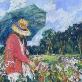 Peinture, Femme au gilet rouge, Rose Barbe