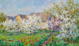 Painting, Tulips in the garden, Kovalenko Ivan