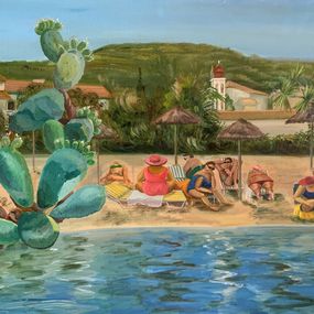 Gemälde, The Beach in Corfu, Elena Chulkova
