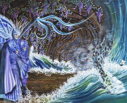 Gemälde, Masque et mer - Paysage marin fantastique, Michèle Vincent