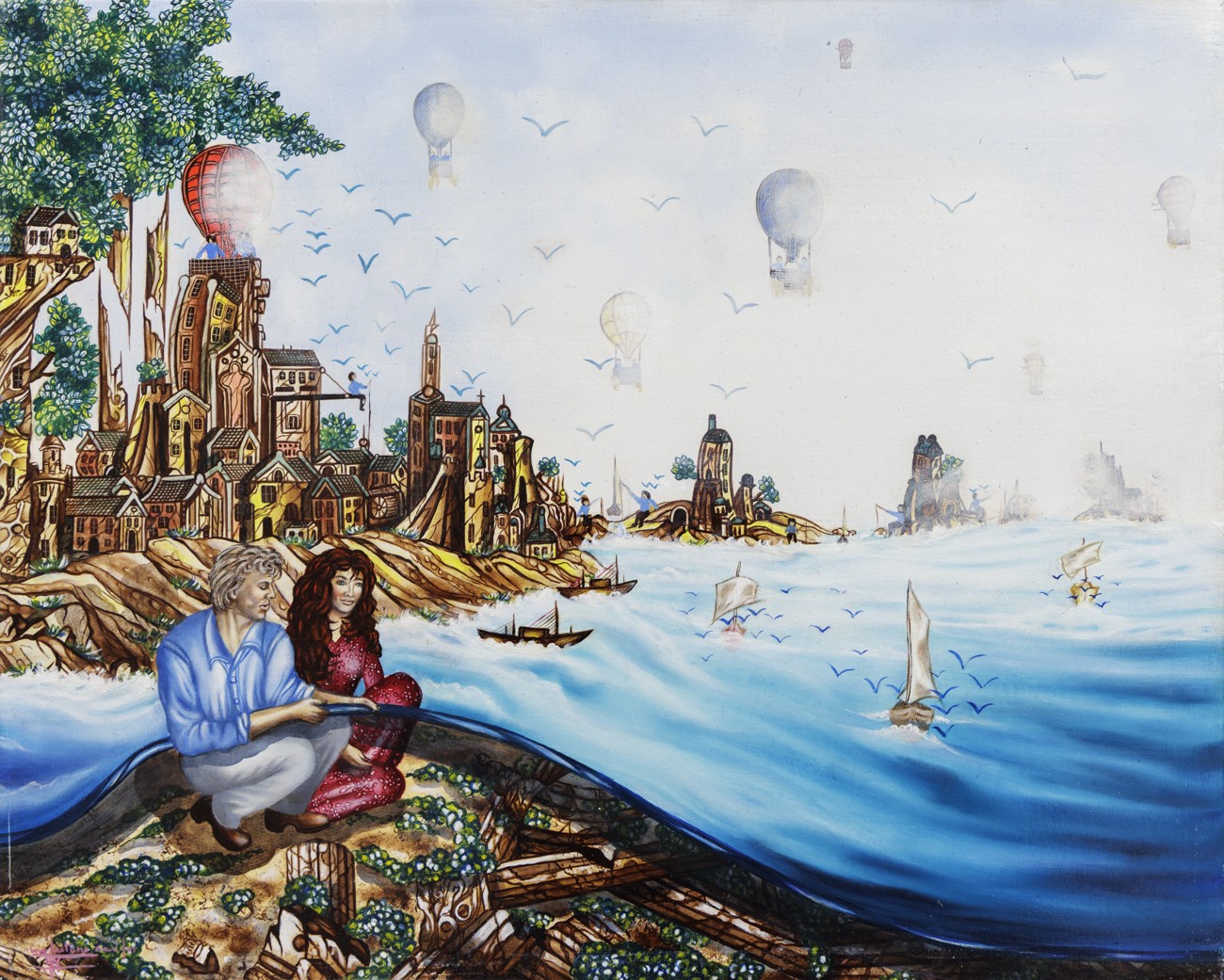 Michèle Vincent, Les trois éléments - Paysage fantastique Michèle Vincent, Les trois éléments - Paysage fantastique