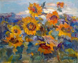 Gemälde, Sunflowers in the village, Kovalenko Ivan