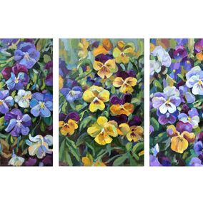 Gemälde, Viola. Spring flowers., Momalyu Liubov Kriuchkova