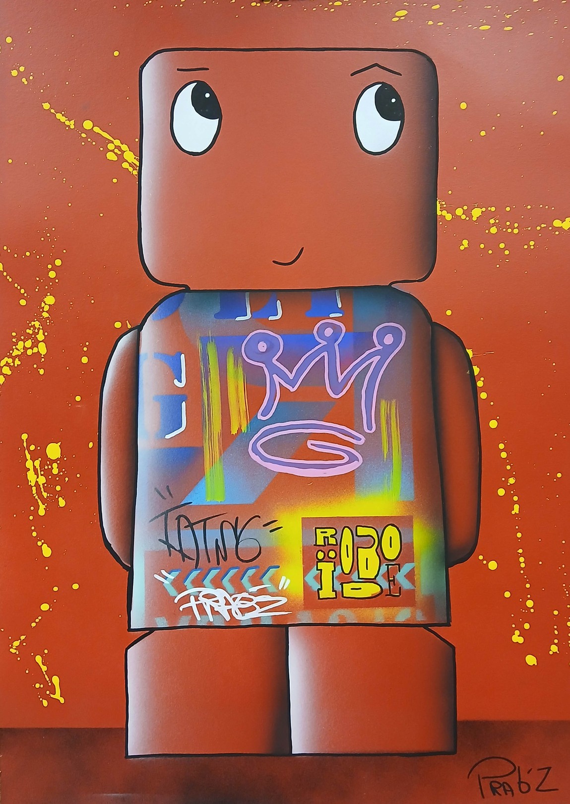 PRAB'Z, Roboïde dessin original rouge PRAB'Z, Roboïde dessin original rouge