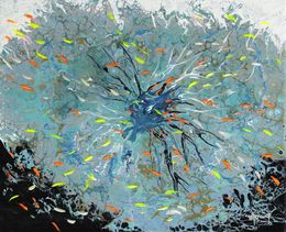Peinture, Sérénité - Poissons colorés - série fonds marins, Moniq
