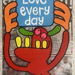 Gemälde, Love Everyday - Red Monster with Blue Sign, Bortusk Leer