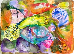 Painting, Composition au nu vert, Isabelle Marie