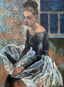 Painting, Ballerina in black leotard, Nadezda Stupina