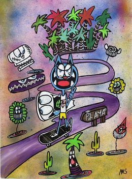 Fine Art Drawings, Vive les fleurs et le skate, Seb Paul Michel