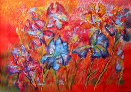 Gemälde, Irises in the Garden, Rakhmet Redzhepov (Ramzi)