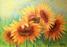 Gemälde, My Beautiful Sunflowers, Rakhmet Redzhepov (Ramzi)