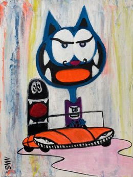 Fine Art Drawings, Vive les chats en voiture cool, Seb Paul Michel