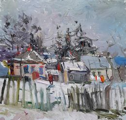 Gemälde, Along the snowy streets of the city, Kovalenko Ivan