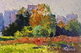 Gemälde, Autumn meadows outside the city, Boris Serdyuk