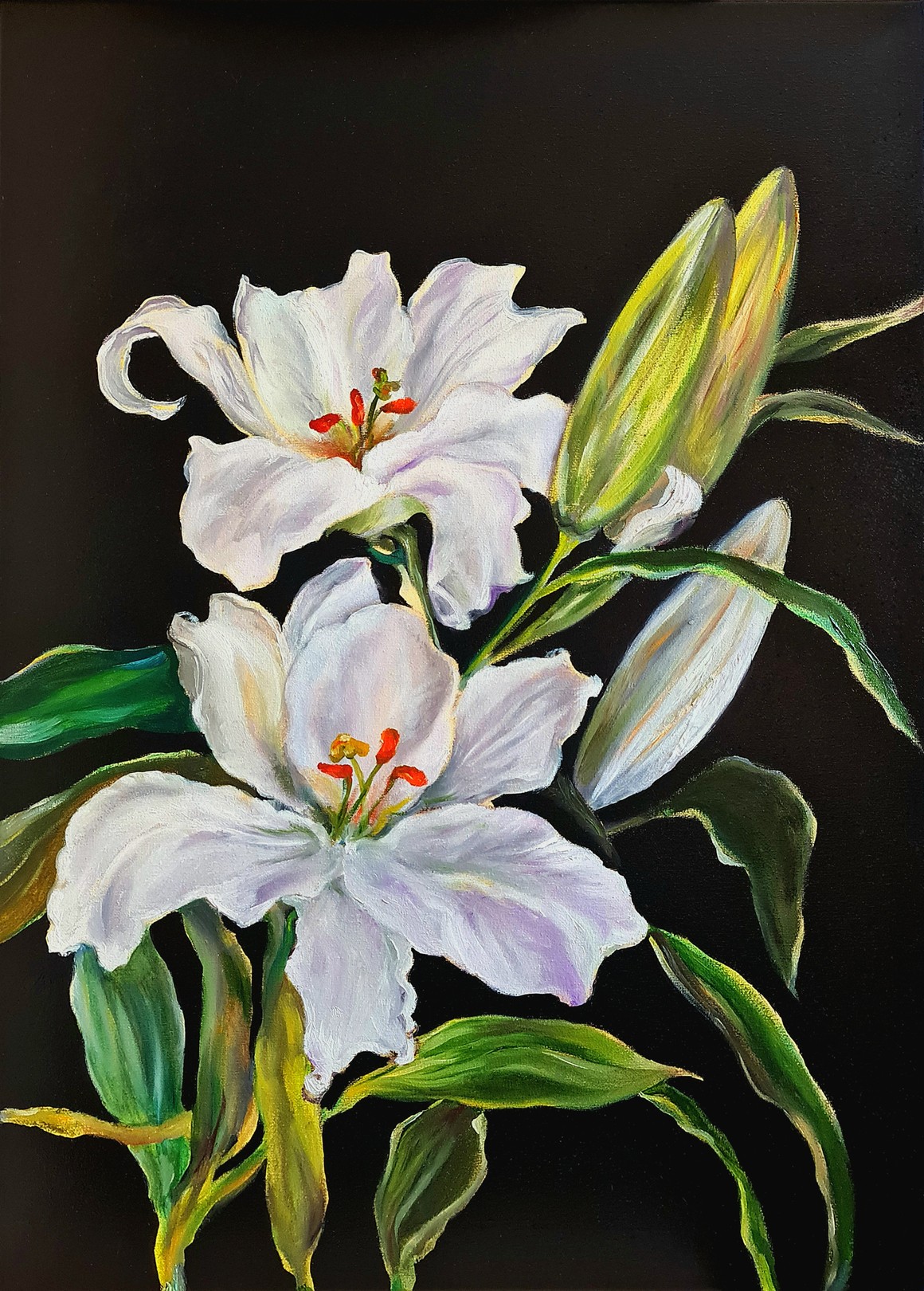 Lilya Volskaya, White lilies - floral still life realism Lilya Volskaya, White lilies - floral still life realism