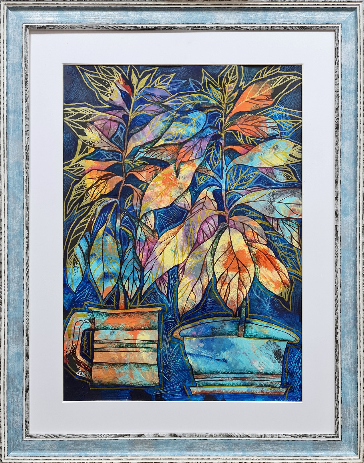 Lilya Volskaya, Magic geranium - still life framed Lilya Volskaya, Magic geranium - still life framed