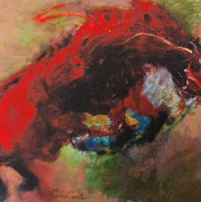Gemälde, Le cheval rouge de l'Apocalypse, Fabienne Comte