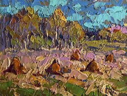 Gemälde, Autumn haystacks, Ivanyuk Oleksiy