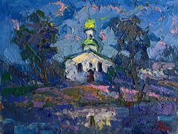 Gemälde, Early in the morning at church, Oksana Ivanyuk