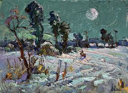 Peinture, On a snowy road, Oksana Ivanyuk