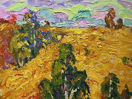 Gemälde, Golden field among trees, Ivanyuk Oleksiy