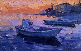 Gemälde, Romantic evening by the river, Boris Serdyuk