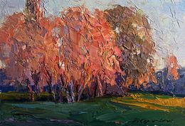 Gemälde, Autumn evening in the forest, Boris Serdyuk