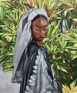 Gemälde, Boubou - 21st Century, Contemporary, Figurative, Portrait, Plants, Women, Africa, Josue M Pierre