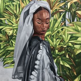 Gemälde, Boubou - 21st Century, Contemporary, Figurative, Portrait, Plants, Women, Africa, Josue M Pierre