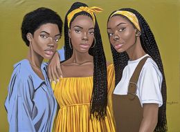 Peinture, Threefold Harmony - 21st Century, Contemporary, Figurative Portrait, Women, Love, Samson Adetunji