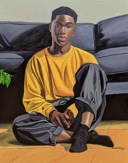 Peinture, Heart Space - 21st Century, Contemporary, Figurative Portrait, Men, Love, Home, Samson Adetunji