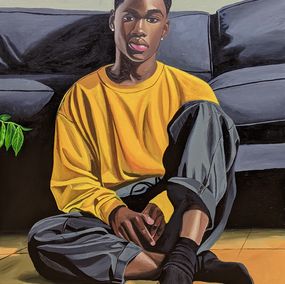 Gemälde, Heart Space - 21st Century, Contemporary, Figurative Portrait, Men, Love, Home, Samson Adetunji