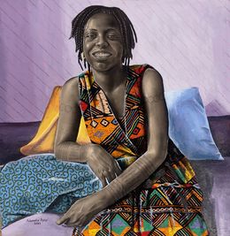 Painting, Solace - 21st Century, Contemporary, Figurative Portrait, Africa, Women, Hair, Ademola Ajayi