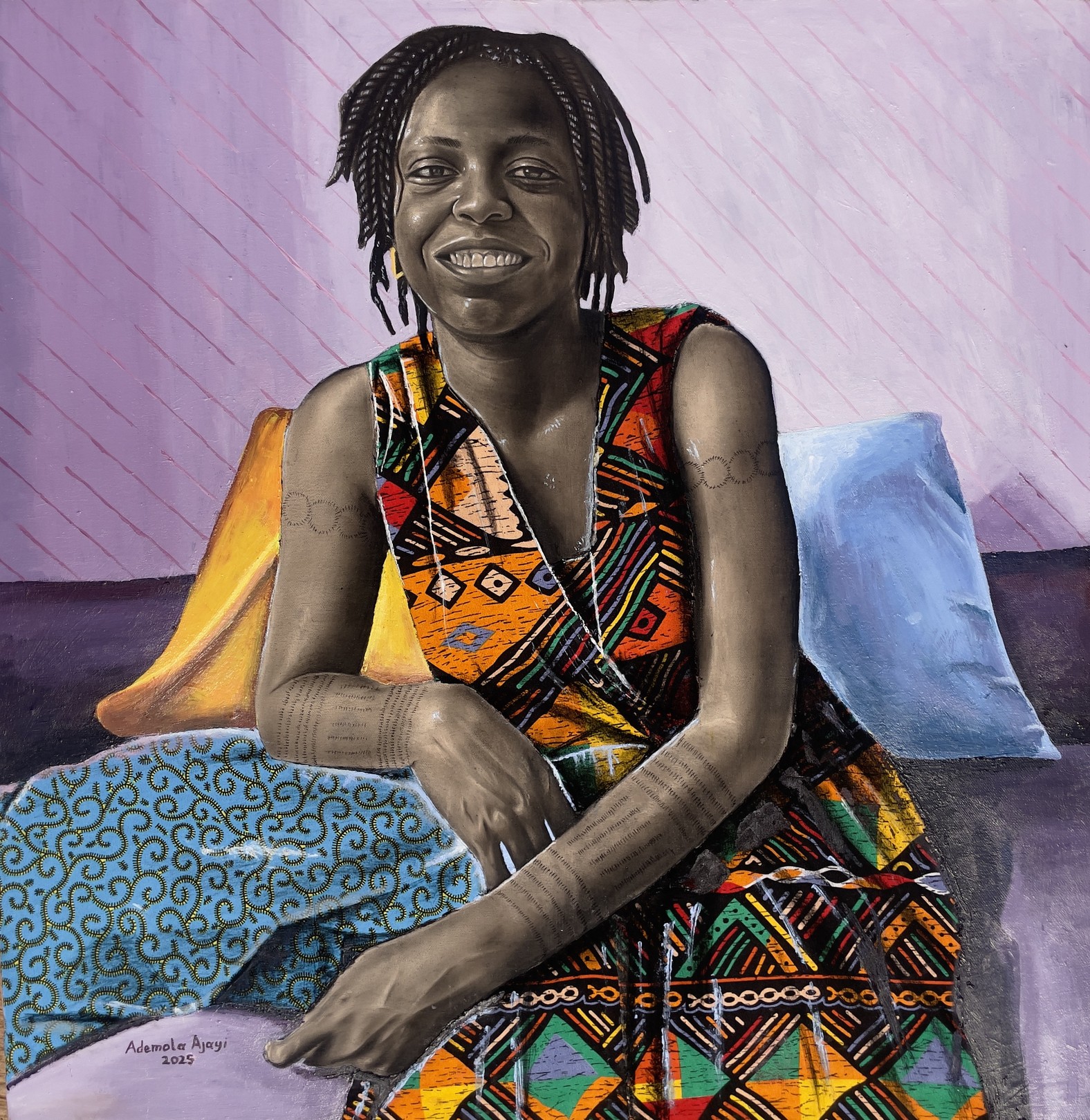 Ademola Ajayi, Solace - 21st Century, Contemporary, Figurative Portrait, Africa, Women, Hair Ademola Ajayi, Solace - 21st Century, Contemporary, Figurative Portrait, Africa, Women, Hair