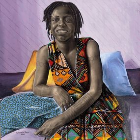 Gemälde, Solace - 21st Century, Contemporary, Figurative Portrait, Africa, Women, Hair, Ademola Ajayi