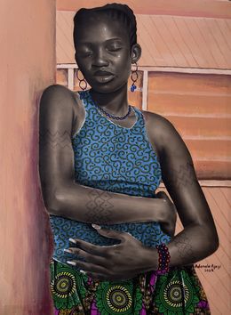 Painting, Peace Within - 21st Century, Contemporary, Figurative Portrait, Africa, Women Symbolism, Ademola Ajayi