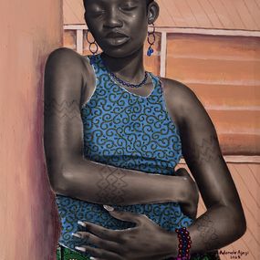 Gemälde, Peace Within - 21st Century, Contemporary, Figurative Portrait, Africa, Women Symbolism, Ademola Ajayi
