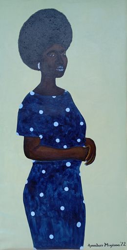 Painting, Labake - 21st Century, Contemporary, Figurative Portrait of African Woman, Blue, Ayandare Adeniran Ayanmuyiwa