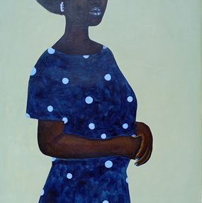 Painting, Labake - 21st Century, Contemporary, Figurative Portrait of African Woman, Blue, Ayandare Adeniran Ayanmuyiwa