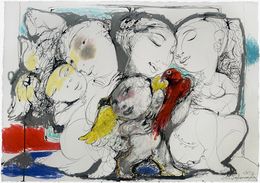 Gemälde, With a Red Parrot, Lilit Soghomonyan