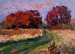 Gemälde, Crimson autumn in the forest, Boris Serdyuk