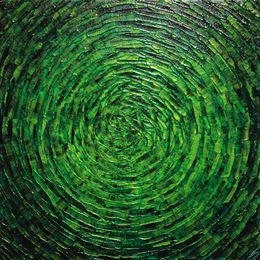Painting, Éclat concentrique vert lumineux, Jonathan Pradillon