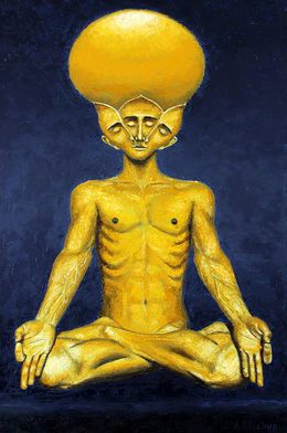 Painting, Enlightenment - Series Golden Statues, Andriy Klishyn