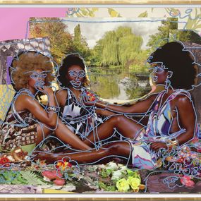 Drucke, Le Déjeuner sur l'herbe: les trois femmes noires avec jardin d'eau, Mickalene Thomas