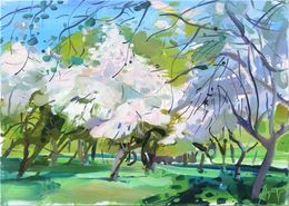 Gemälde, Blossoming of apple trees, Agnija Germane