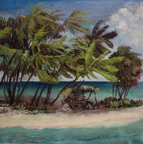 Painting, Wind on the beach, Peter de Boer