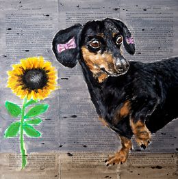 Painting, French school Dachshund Where is my body?06 Ready for the Hunt, Bazévian Delacapucinière