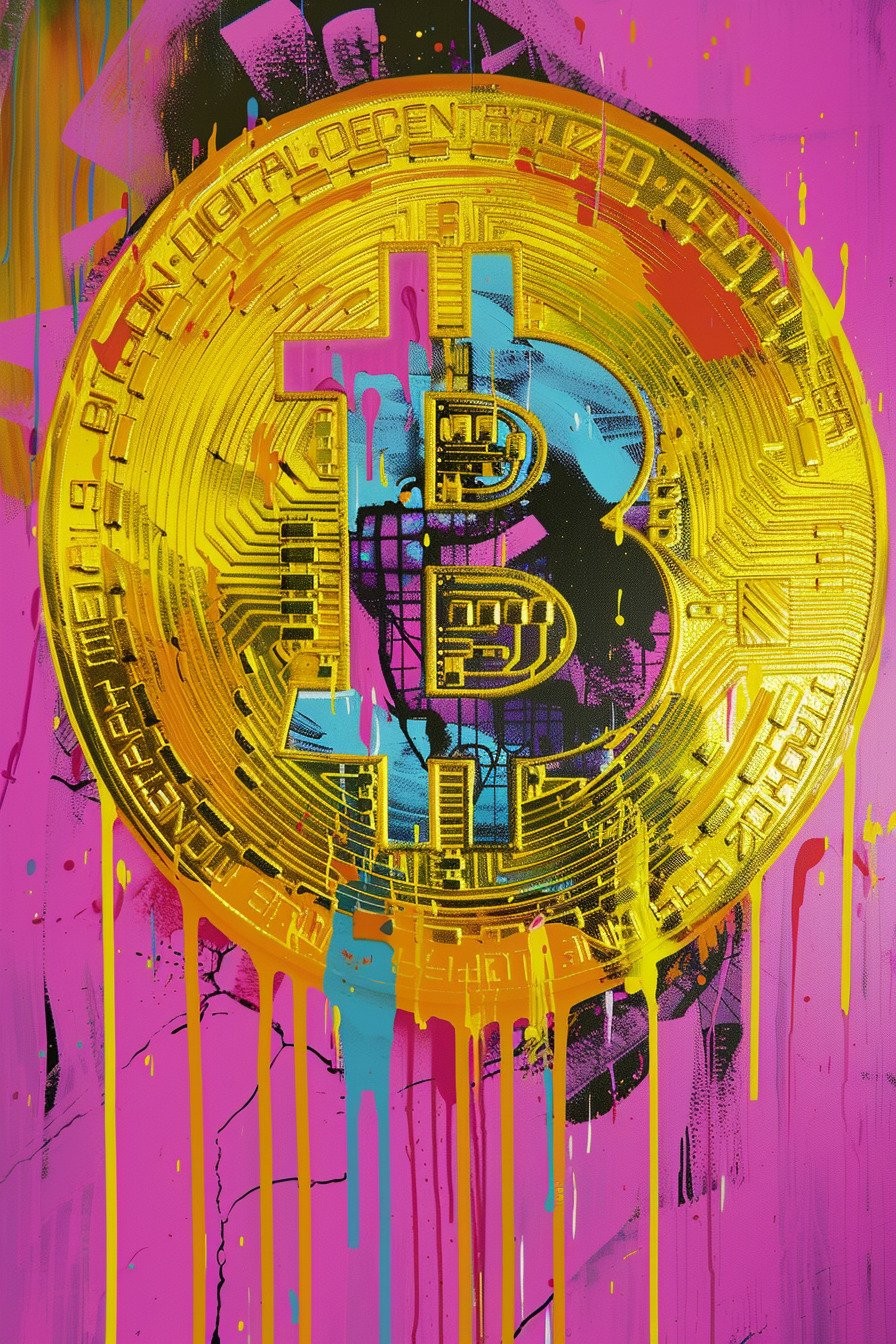Dine Chanima, Giant Pop Art Bitcoin in Neon Colors XXL Dine Chanima, Giant Pop Art Bitcoin in Neon Colors XXL