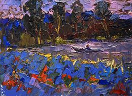 Gemälde, In the evening by the lake and the field, Ivanyuk Oleksiy