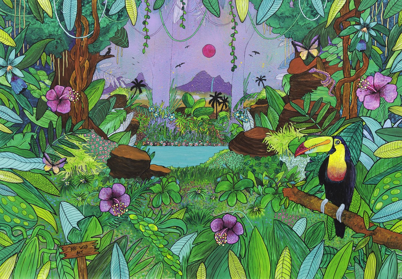 Djé WILD art, Jungle's back - Faune et flore tropicales, série monde sauvage et onirique Djé WILD art, Jungle's back - Faune et flore tropicales, série monde sauvage et onirique